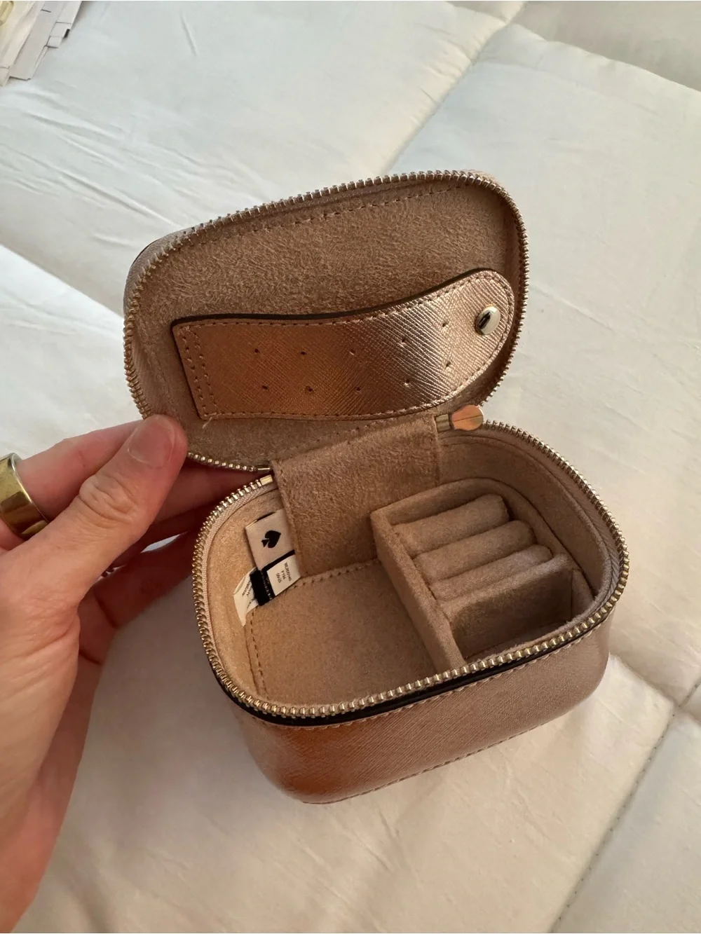 kate spade Metallic Rose Gold Mini Jewelry Case